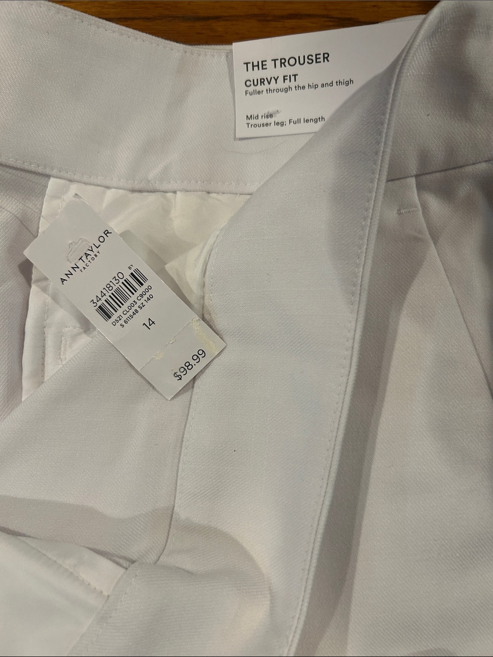 Ann Taylor White Curvy Fit Trouser Pants